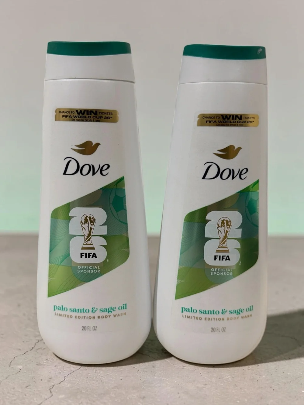 2x Dove Palo Santo & Sage Oil Limited Edition FIFA Mens Body Wash Full Size 20oz